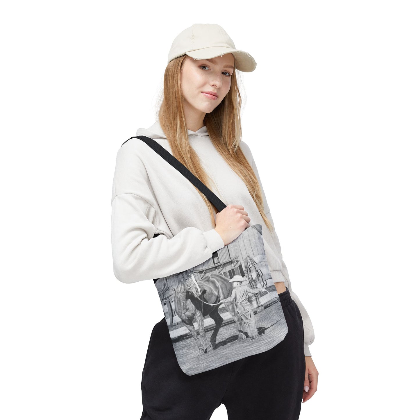 "Tall Task for a Little  Cowboy"  Tote Bag, Western Style Shopping Tote, Equestrian Gift, Farmhouse Decor, Horse Lover Accessory