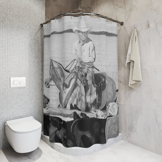 Hot day on the Job Shower Curtain — Native American Chief & Bald Eagle Bathroom Decor