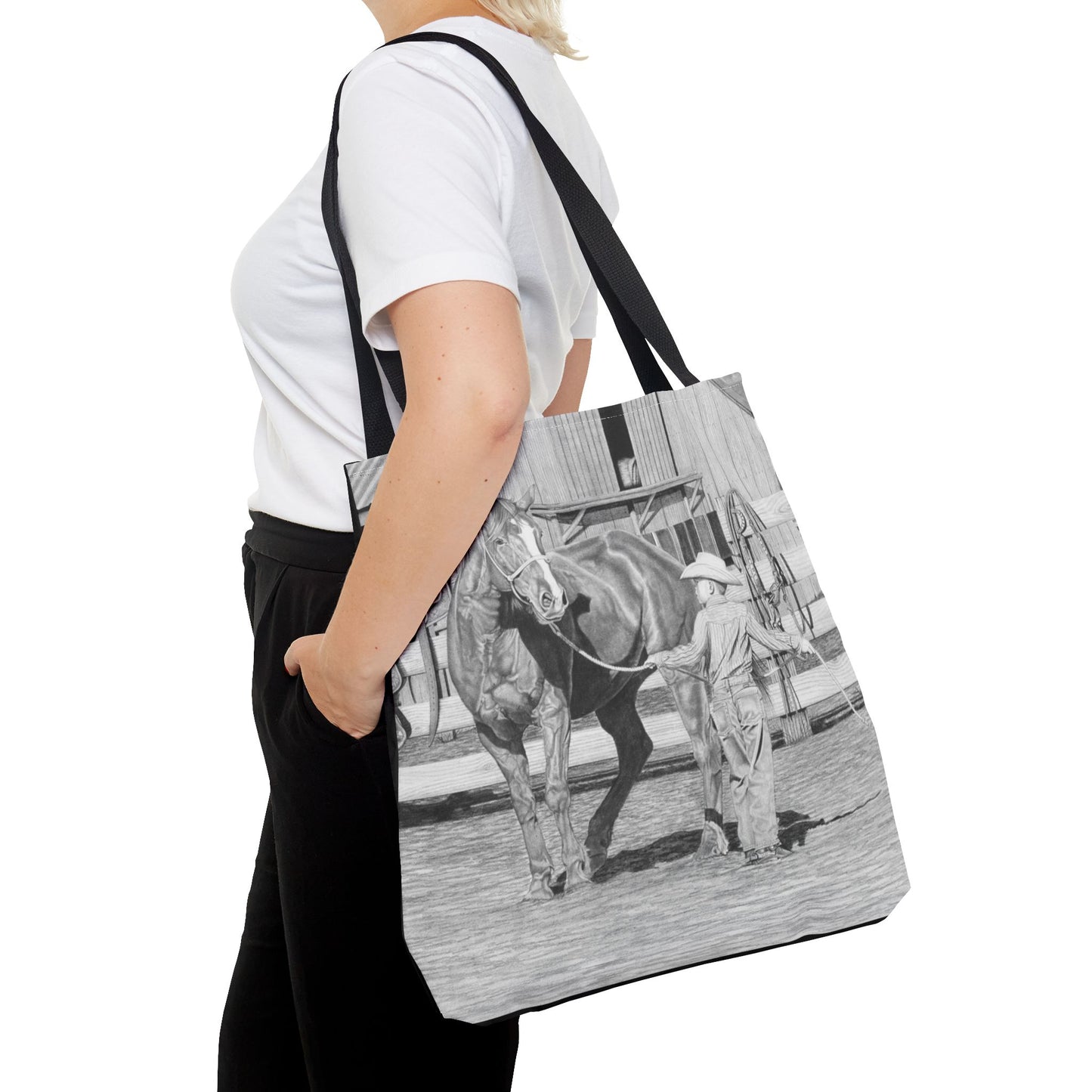 "Tall Task for a Little  Cowboy"  Tote Bag, Western Style Shopping Tote, Equestrian Gift, Farmhouse Decor, Horse Lover Accessory