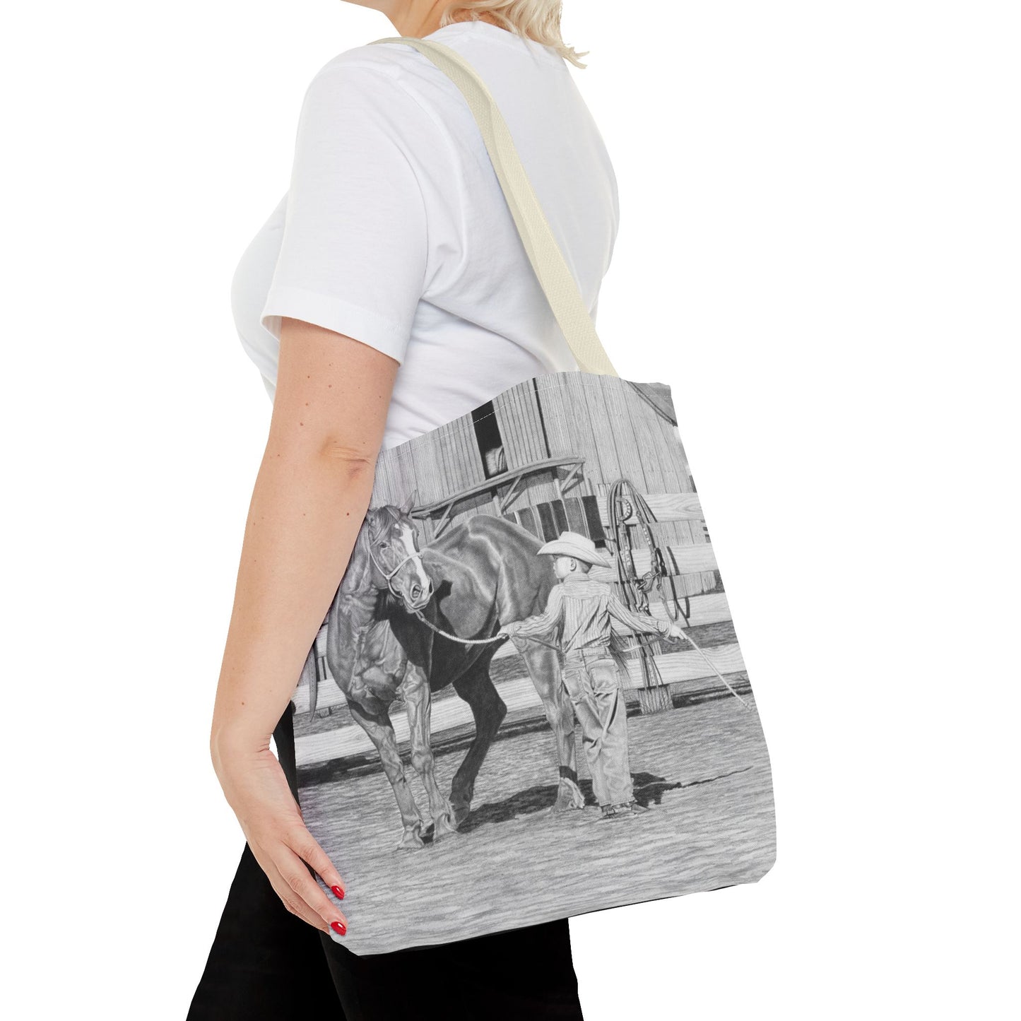 "Tall Task for a Little  Cowboy"  Tote Bag, Western Style Shopping Tote, Equestrian Gift, Farmhouse Decor, Horse Lover Accessory