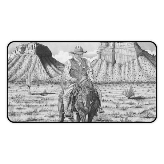 "On The Outlaw Trail" Rustic Horseman Desk Mat - Western Decor, Cowboy Office Accessory, Horse Lovers Gift, Stylish Computer Mat, Rustic Home Office