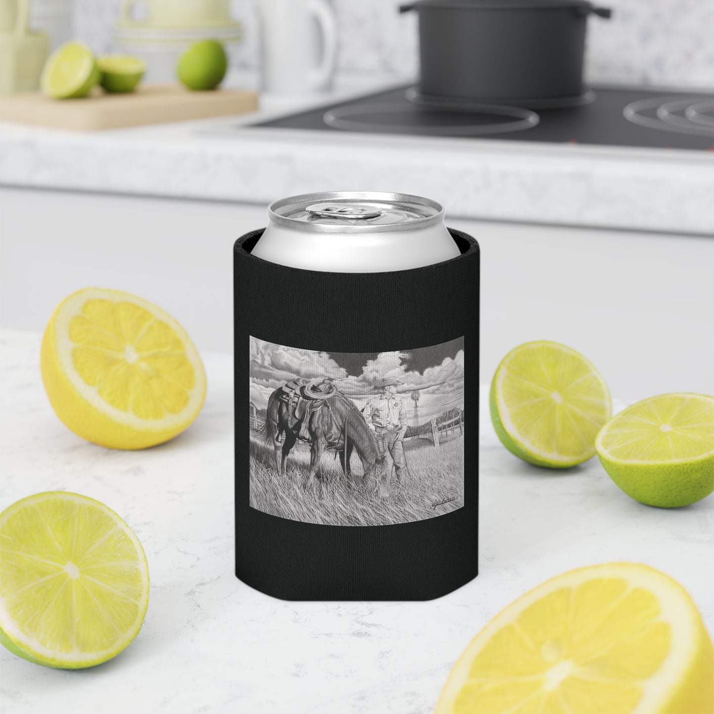 Can Cooler, Western Beverage Sleeve, Outdoor Party Gear, Country-Themed Drink Holder, Ideal for BBQs & Tailgates