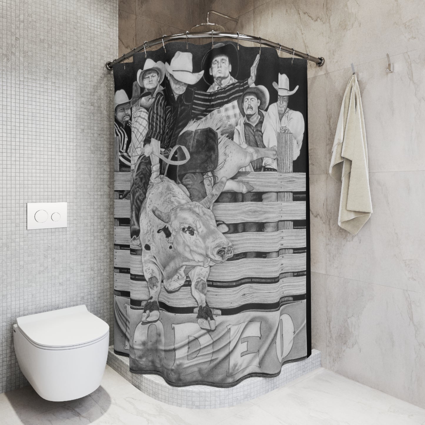Shower Curtain Western Ranch Black-and-White Bathroom Decor