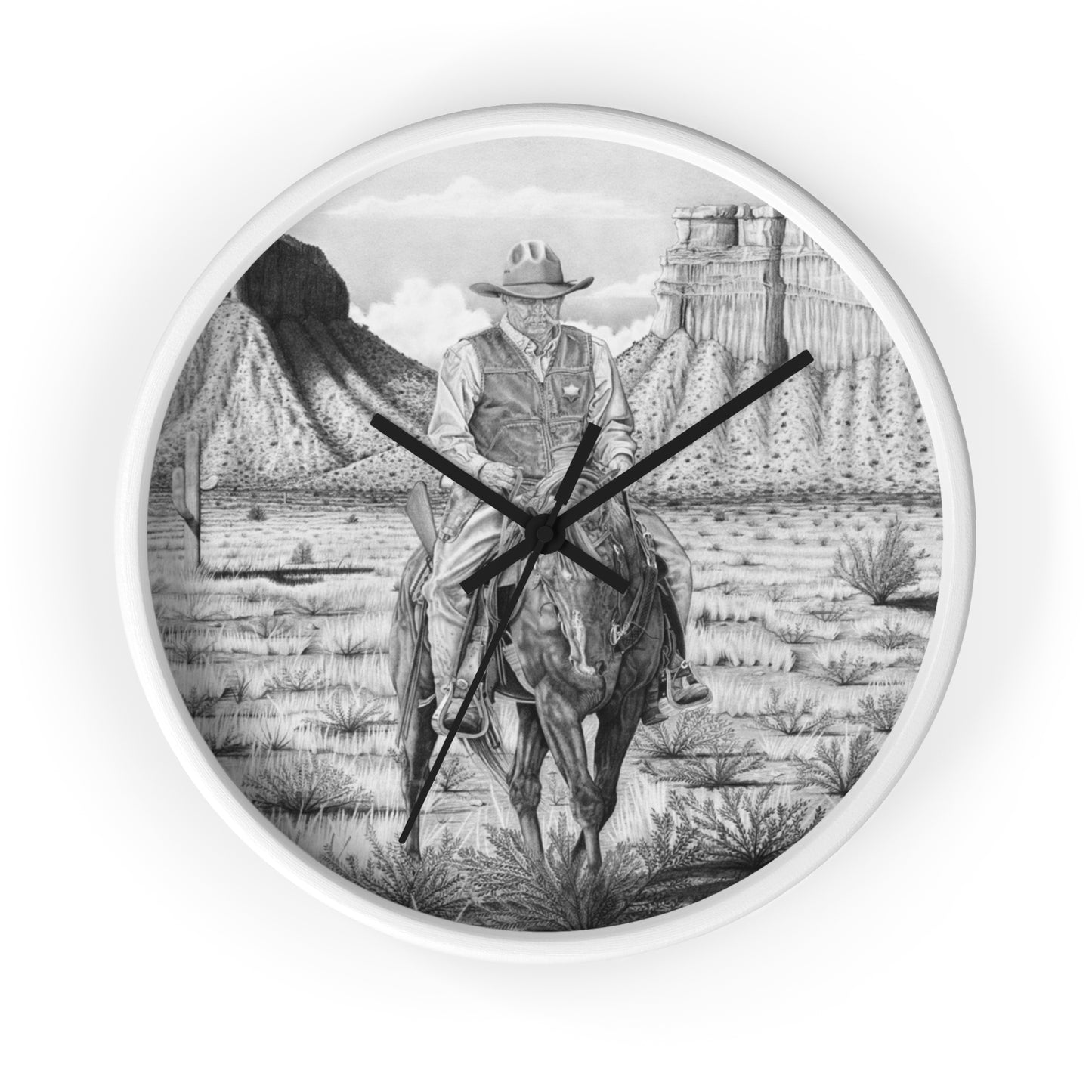Wall Clock - Vintage Farmhouse Decor, Western Theme Timepiece, Country Home Accent, Horse Lover Gift, Unique Wall Art