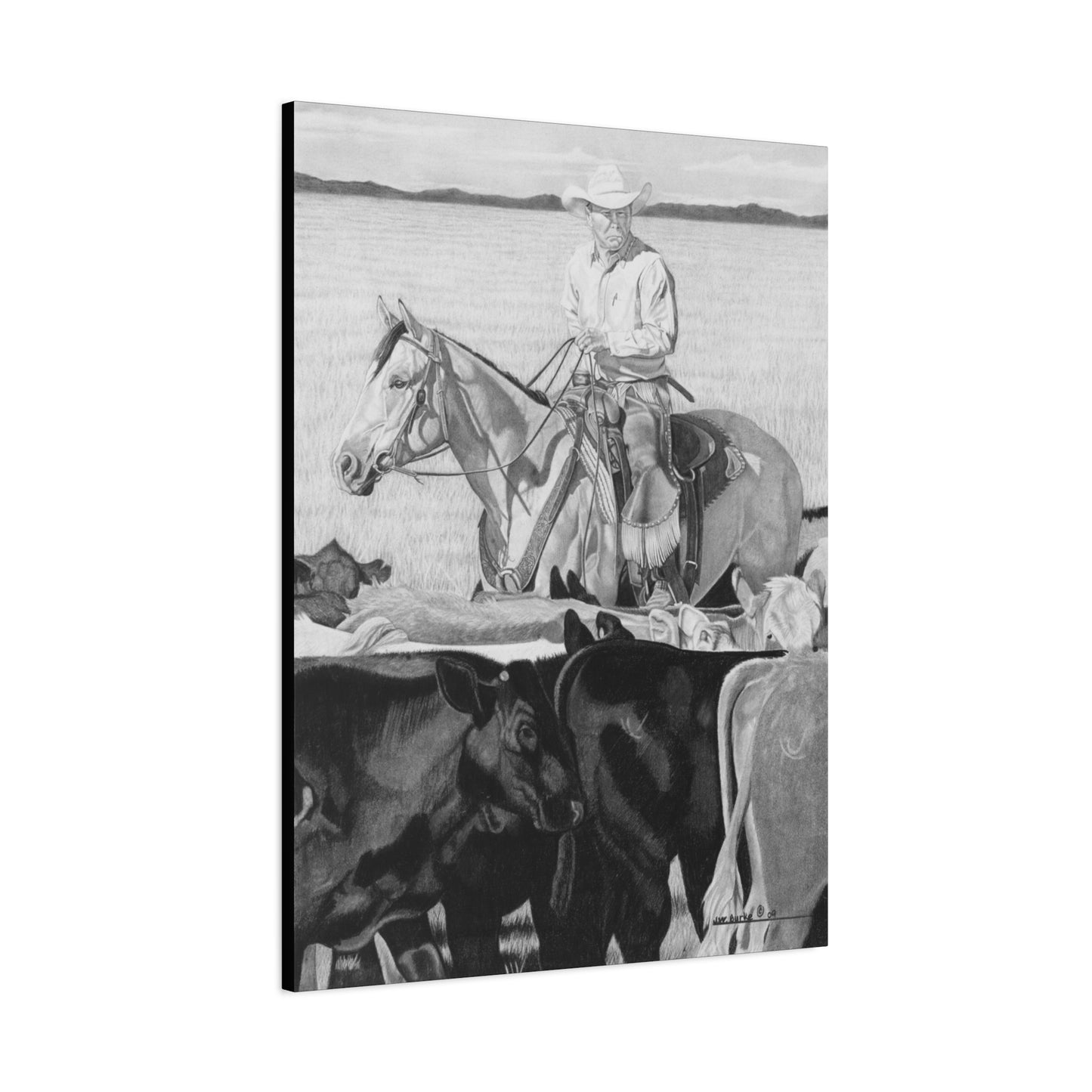 "Hot Day on The Job" western art on canvas