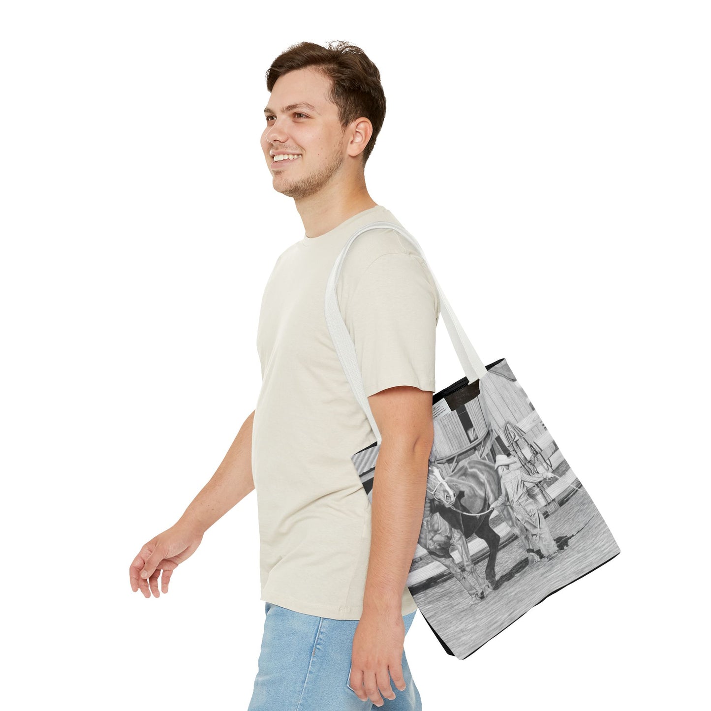 "Tall Task for a Little  Cowboy"  Tote Bag, Western Style Shopping Tote, Equestrian Gift, Farmhouse Decor, Horse Lover Accessory