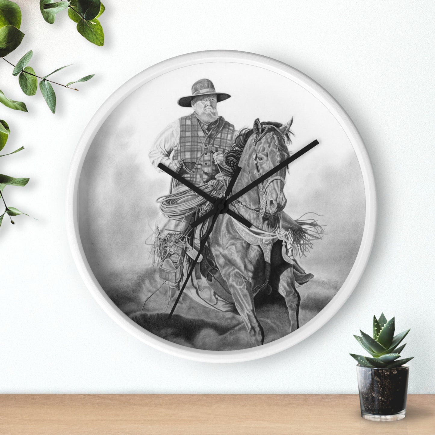 Wall Clock - Vintage Farmhouse Decor, Western Theme Timepiece, Country Home Accent, Horse Lover Gift, Unique Wall Art