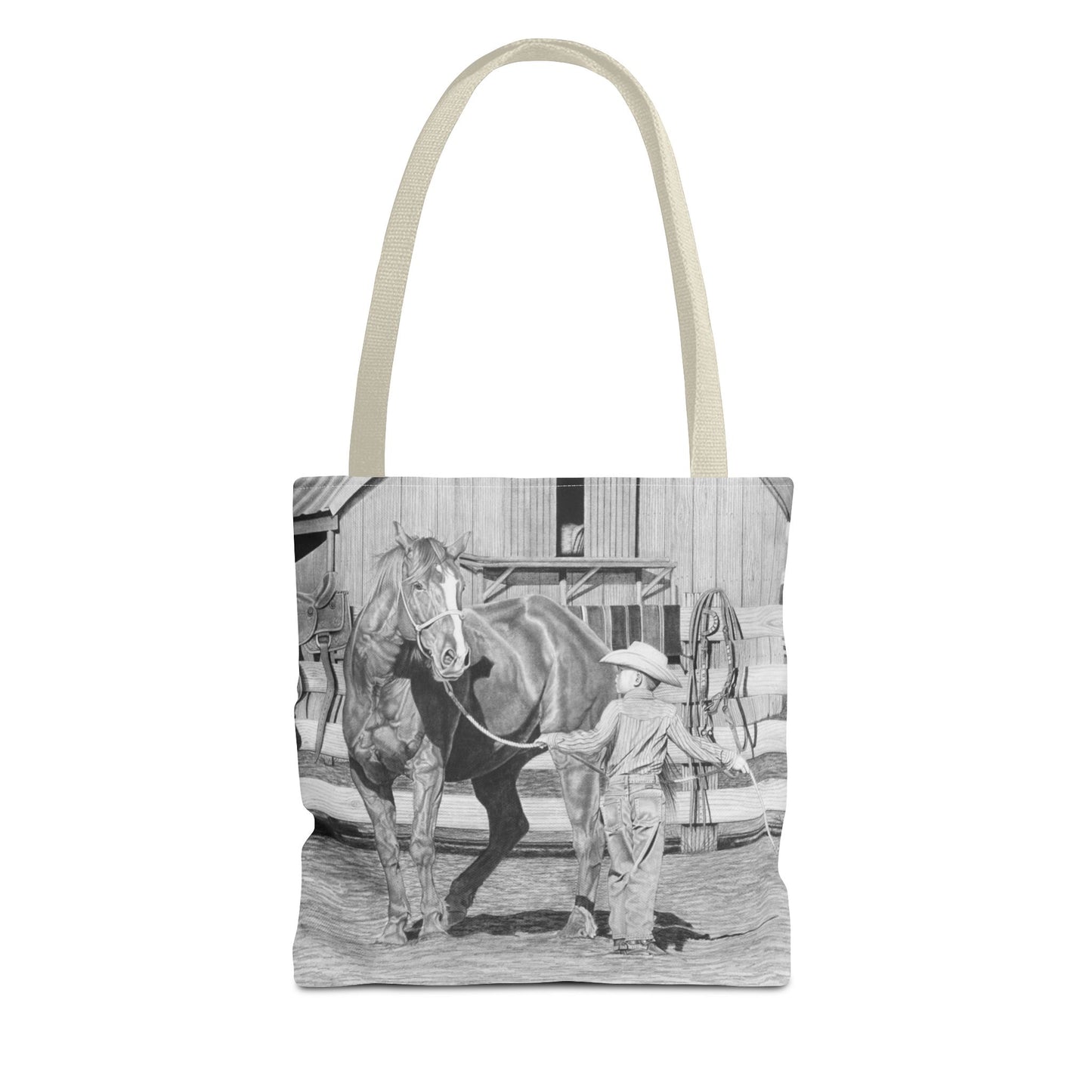 "Tall Task for a Little  Cowboy"  Tote Bag, Western Style Shopping Tote, Equestrian Gift, Farmhouse Decor, Horse Lover Accessory