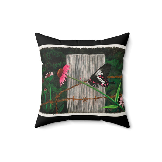 Fence Post and Butterfly ,  Cowboy Decor Pillow, Western Home Accent, Farmhouse Throw Pillow, Gift for Horse Lovers, Country Style Cushion