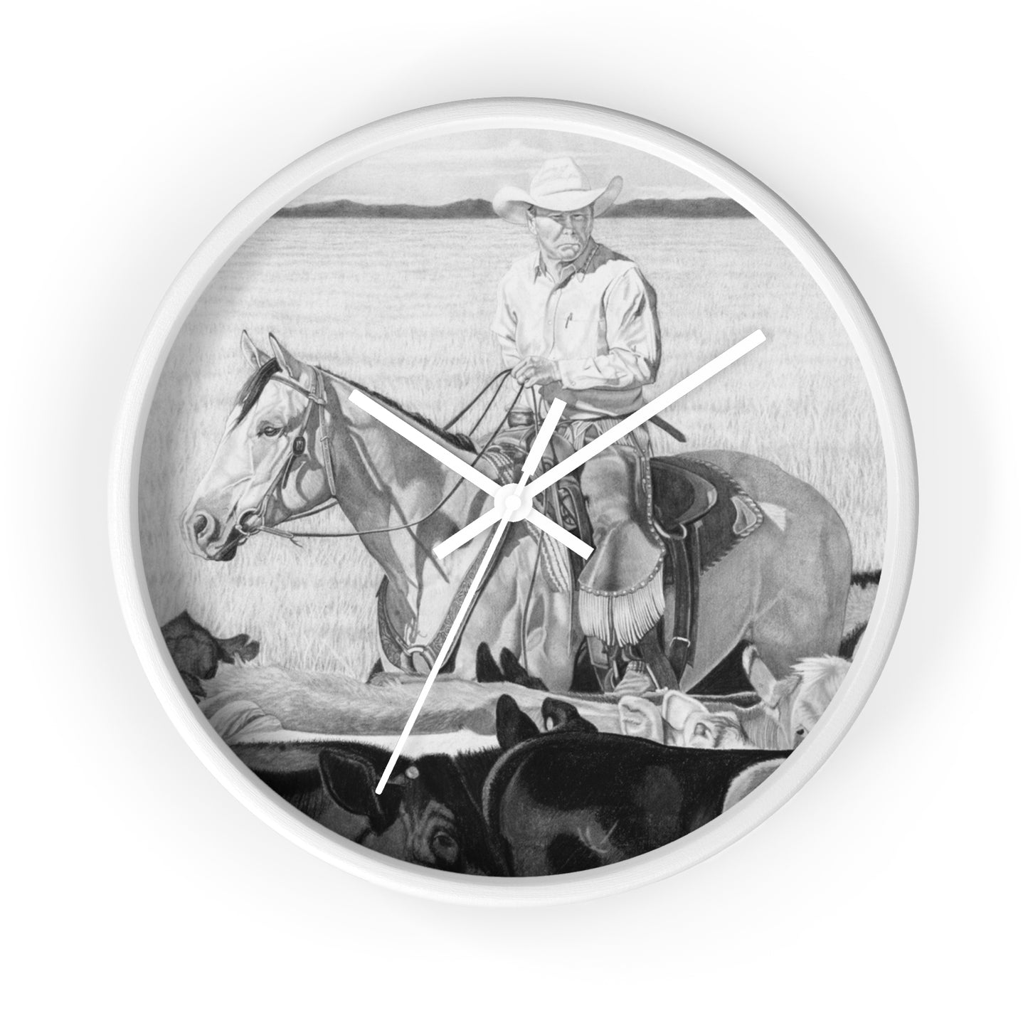 Wall Clock - Vintage Farmhouse Decor, Western Theme Timepiece, Country Home Accent, Horse Lover Gift, Unique Wall Art