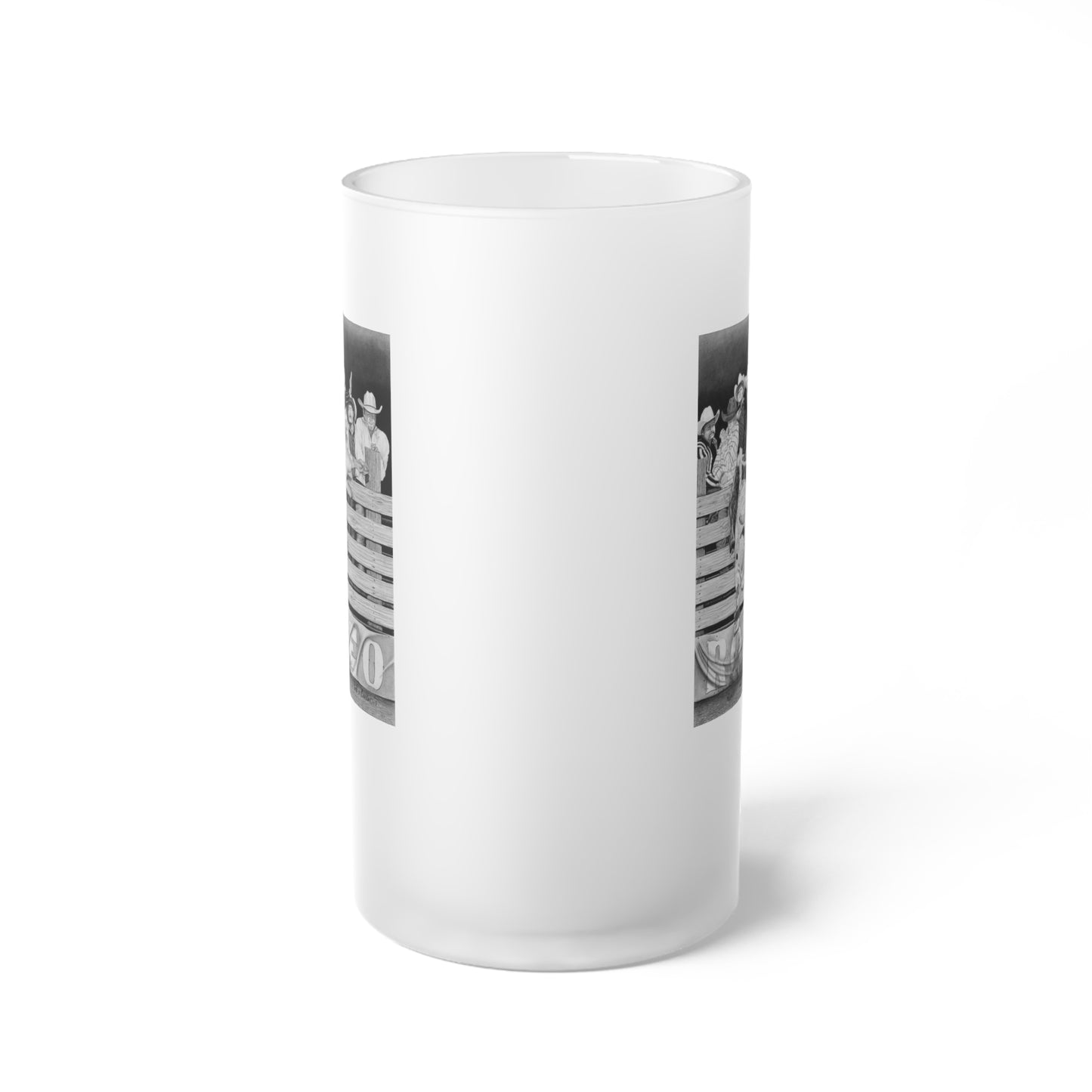 Frosted Glass Beer Mug with Vintage Art, Unique Gift for Beer Lovers, Perfect for Home or Bar, Great for Celebrations, Customizable