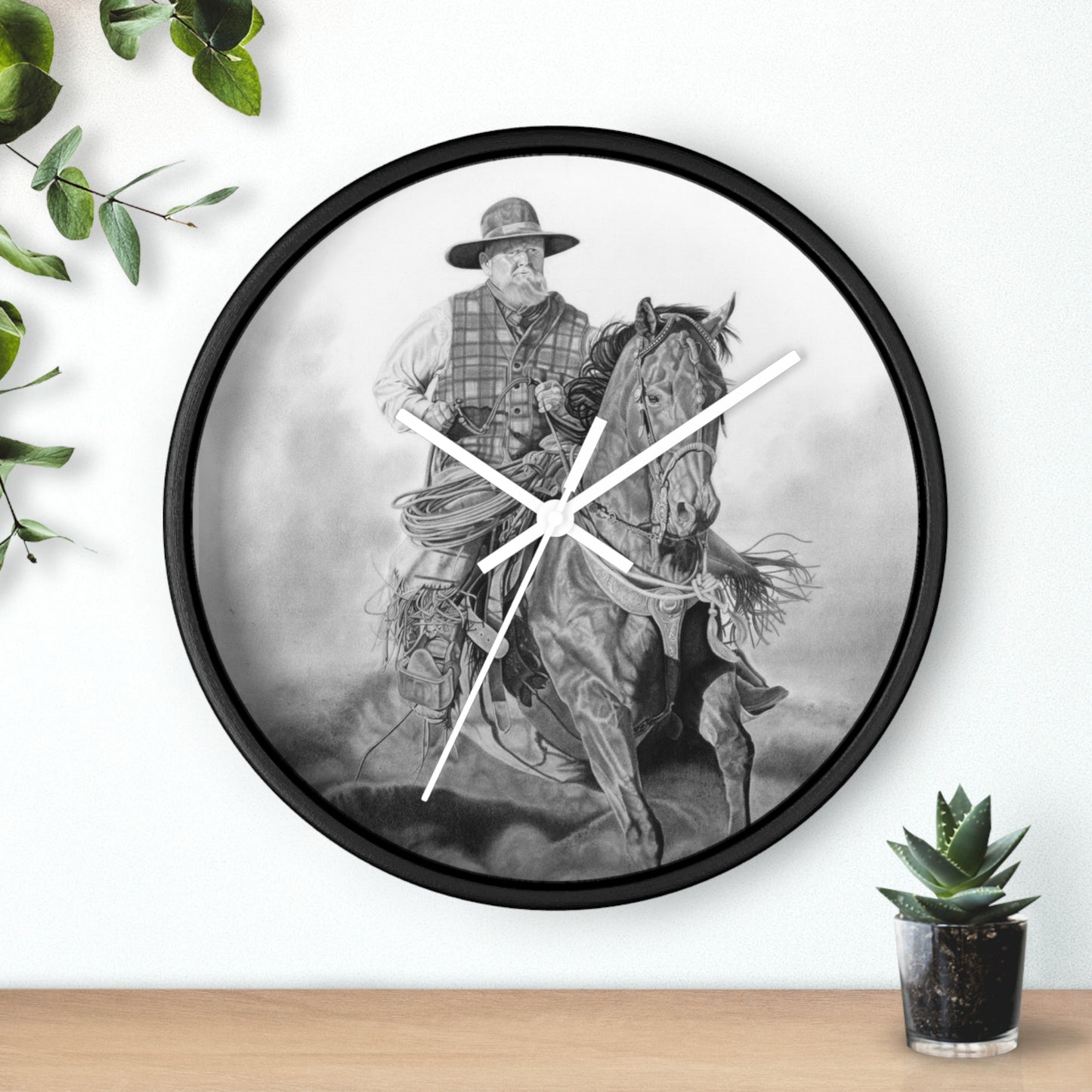 Wall Clock - Vintage Farmhouse Decor, Western Theme Timepiece, Country Home Accent, Horse Lover Gift, Unique Wall Art