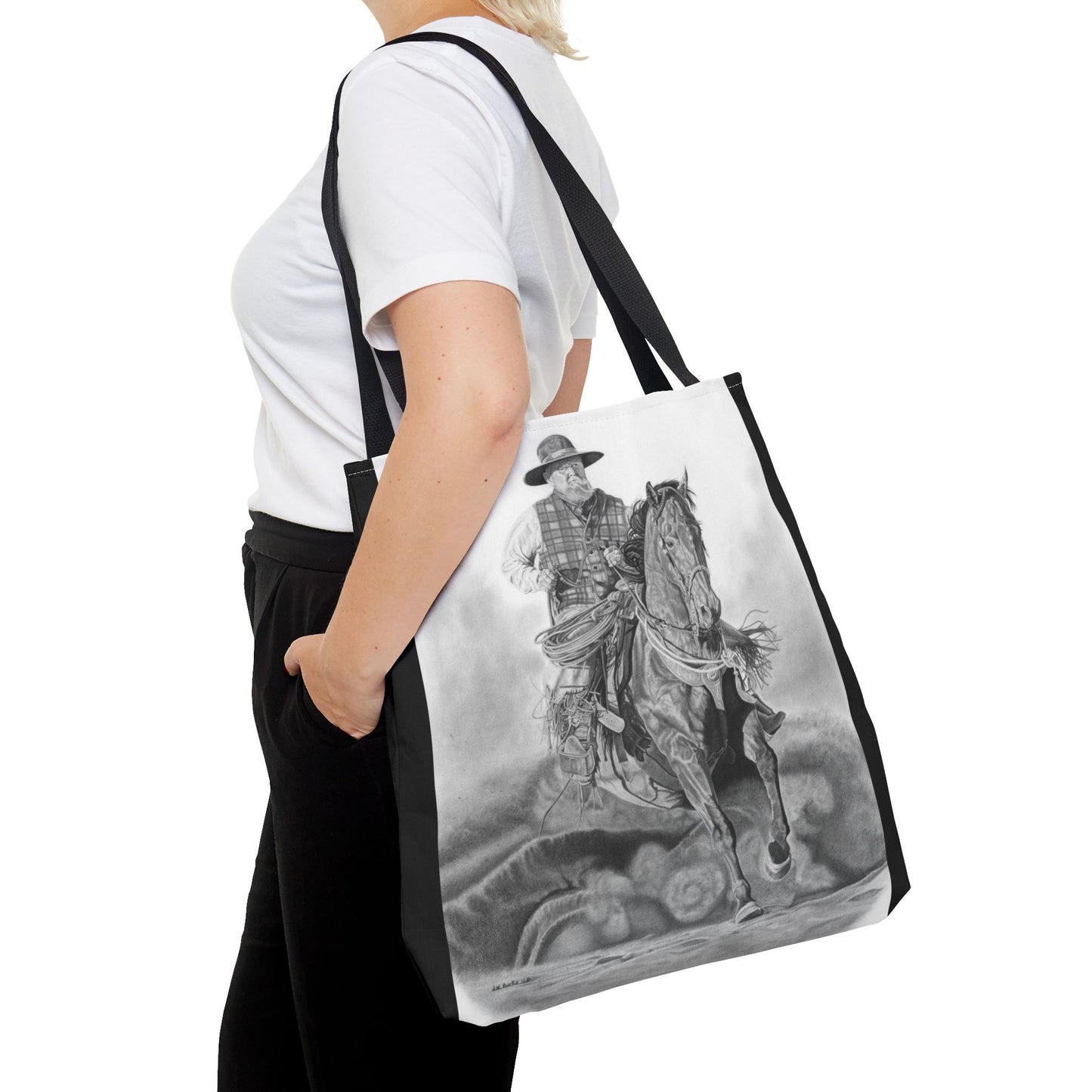"Trouble  Up Ahead" Tote Bag, Western Style Shopping Tote, Equestrian Gift, Farmhouse Decor, Horse Lover Accessory