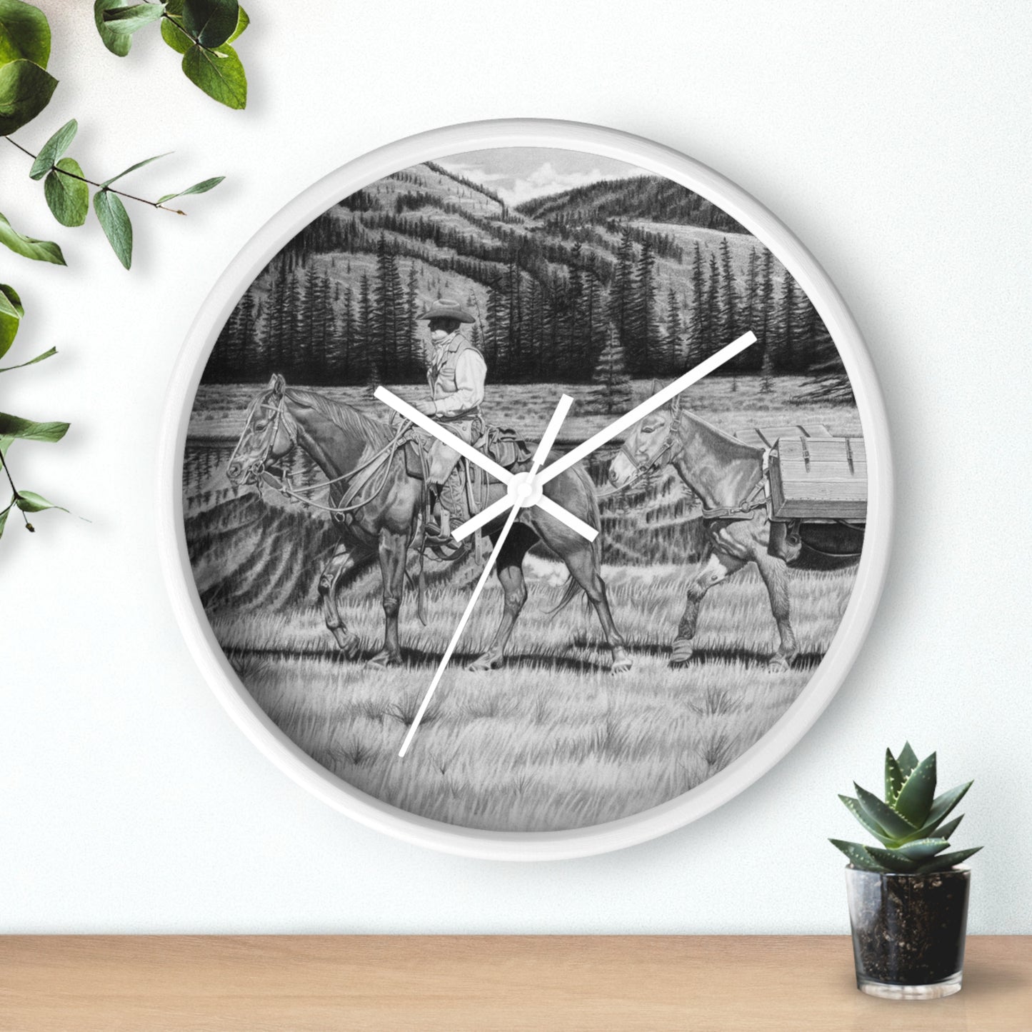 Wall Clock Vintage Farmhouse Decor, Western Theme Timepiece, Country Home Accent, Horse Lover Gift, Unique Wall Art