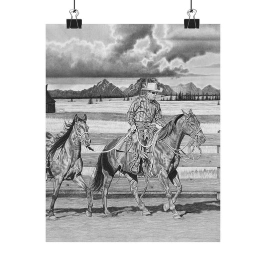 "The Gift Named Storm" Black and White Horse Riding Posters, Equine Art Decor, Western Wall Art, Cowboy Poster, Ranch Gifts for Animal Lovers