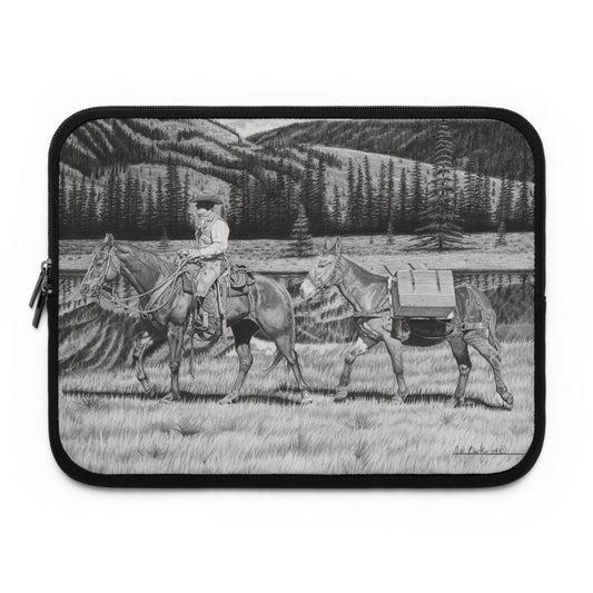 "Still Day on The Trail" Rustic Cowboy Laptop Sleeve, Western Cowpoke Case, Unique Gift for Ranch Lovers, Rodeo Accessories, Durable Tech Cover