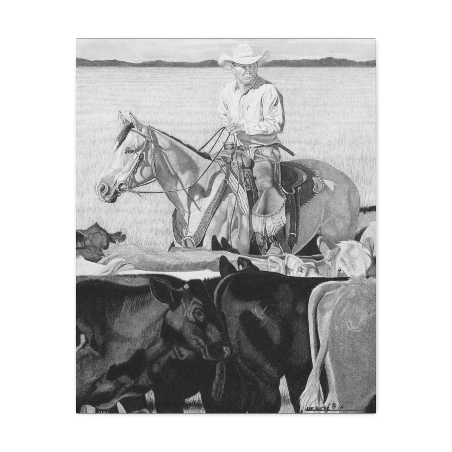 "Hot Day on The Job" western art on canvas