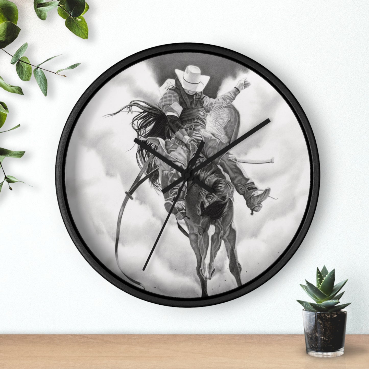 Wall Clock Vintage Farmhouse Decor, Western Theme Timepiece, Country Home Accent, Horse Lover Gift, Unique Wall Art