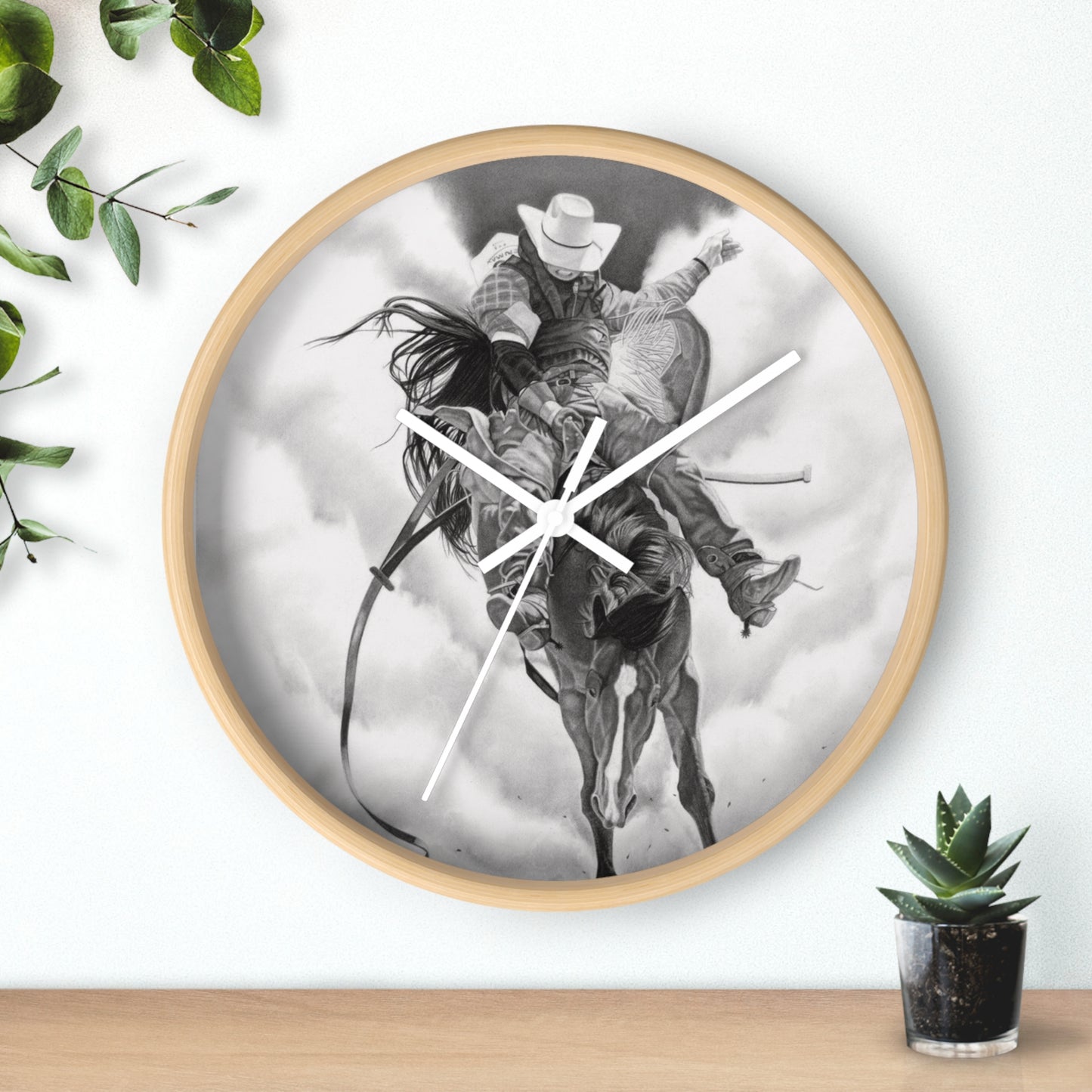 Wall Clock Vintage Farmhouse Decor, Western Theme Timepiece, Country Home Accent, Horse Lover Gift, Unique Wall Art