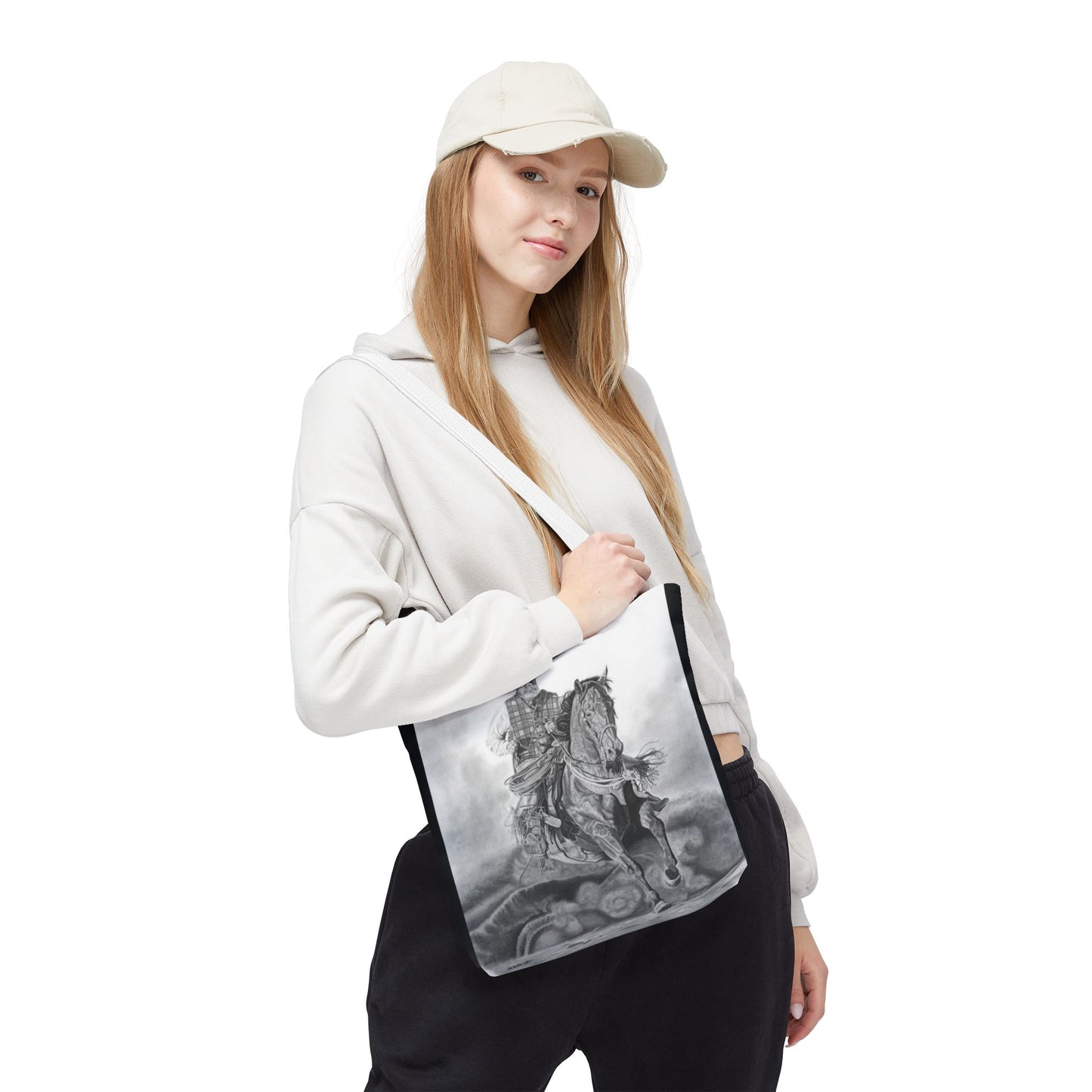 "Trouble  Up Ahead" Tote Bag, Western Style Shopping Tote, Equestrian Gift, Farmhouse Decor, Horse Lover Accessory