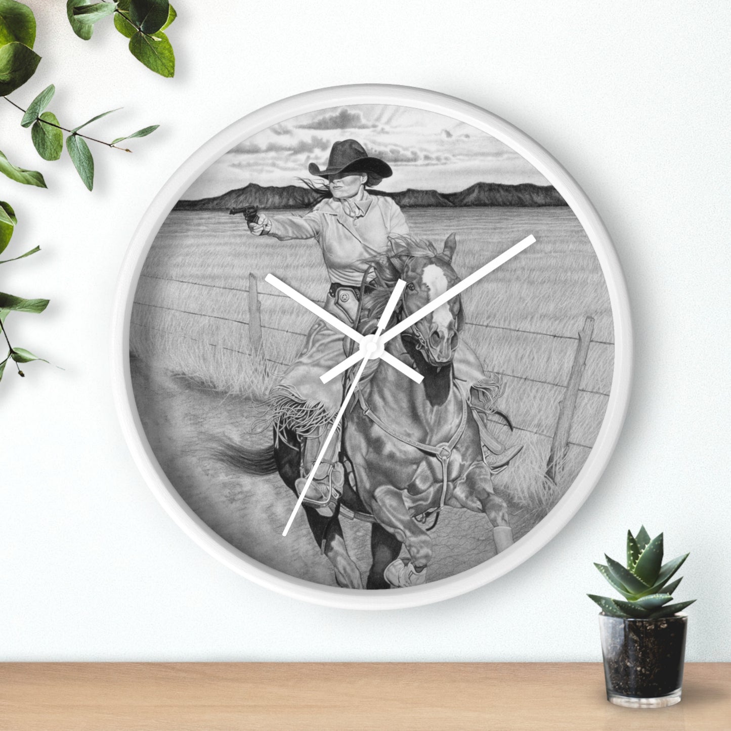 Wall Clock - Vintage Farmhouse Decor, Western Theme Timepiece, Country Home Accent, Horse Lover Gift, Unique Wall Art