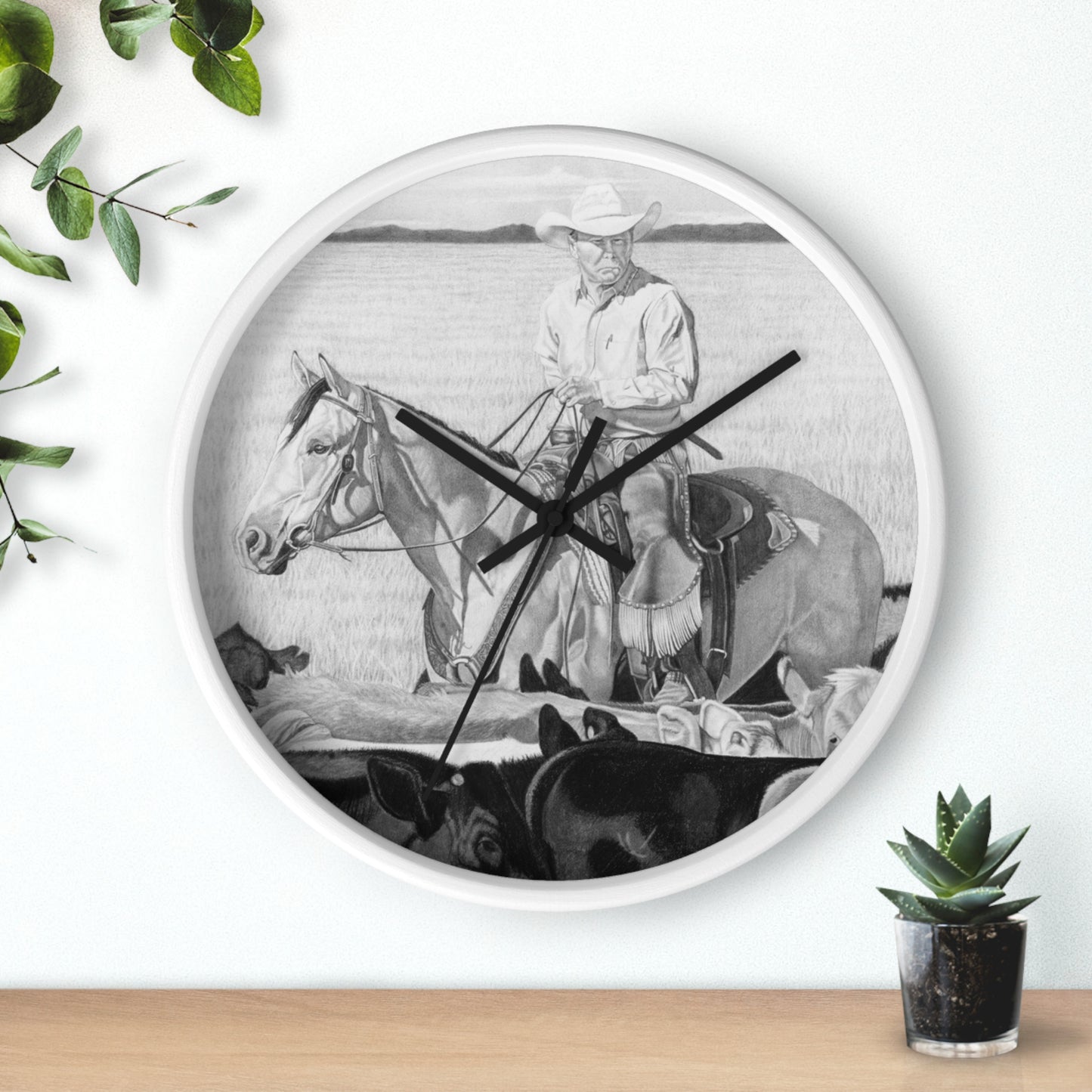 Wall Clock - Vintage Farmhouse Decor, Western Theme Timepiece, Country Home Accent, Horse Lover Gift, Unique Wall Art