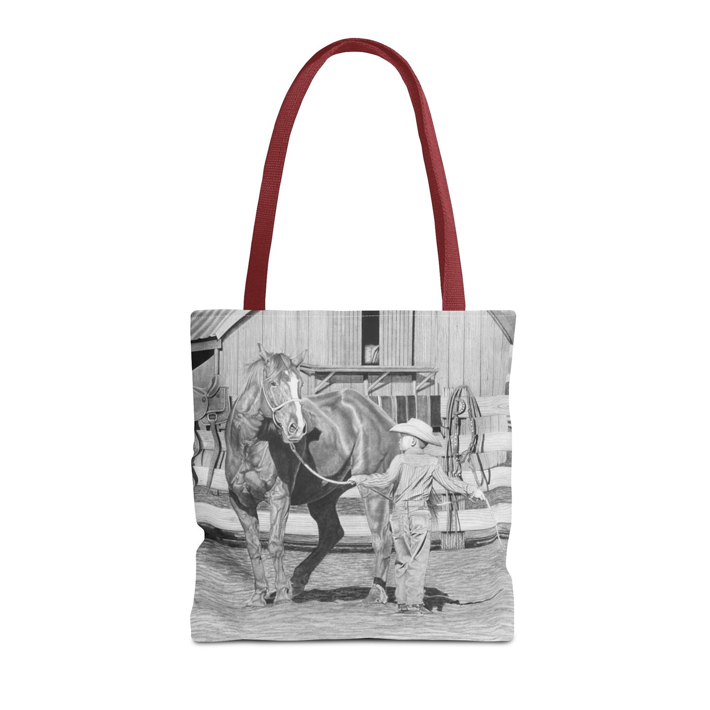 "Tall Task for a Little  Cowboy"  Tote Bag, Western Style Shopping Tote, Equestrian Gift, Farmhouse Decor, Horse Lover Accessory