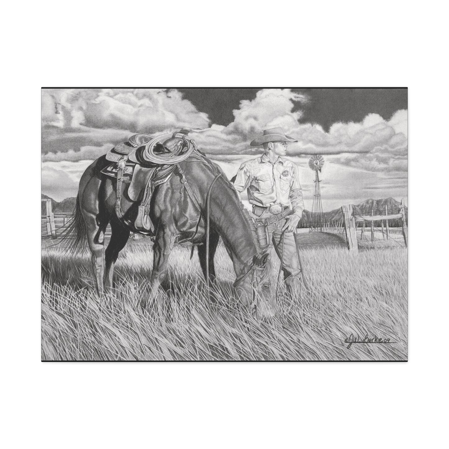 Young Cowboy Dream western art on canvas
