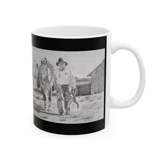 "On The Trail of The Outlaw" " Rustic Cowboy Ceramic Mug, Horse Lover Gift, Western Decor, Vintage Coffee Cup, Unique Rancher Mug, Horseback Riding Enthusiast