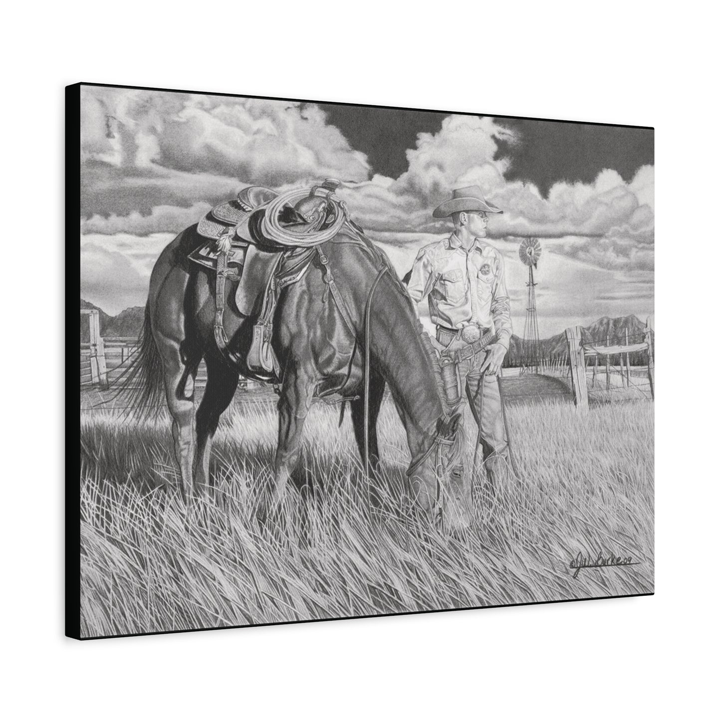 Young Cowboy Dream western art on canvas