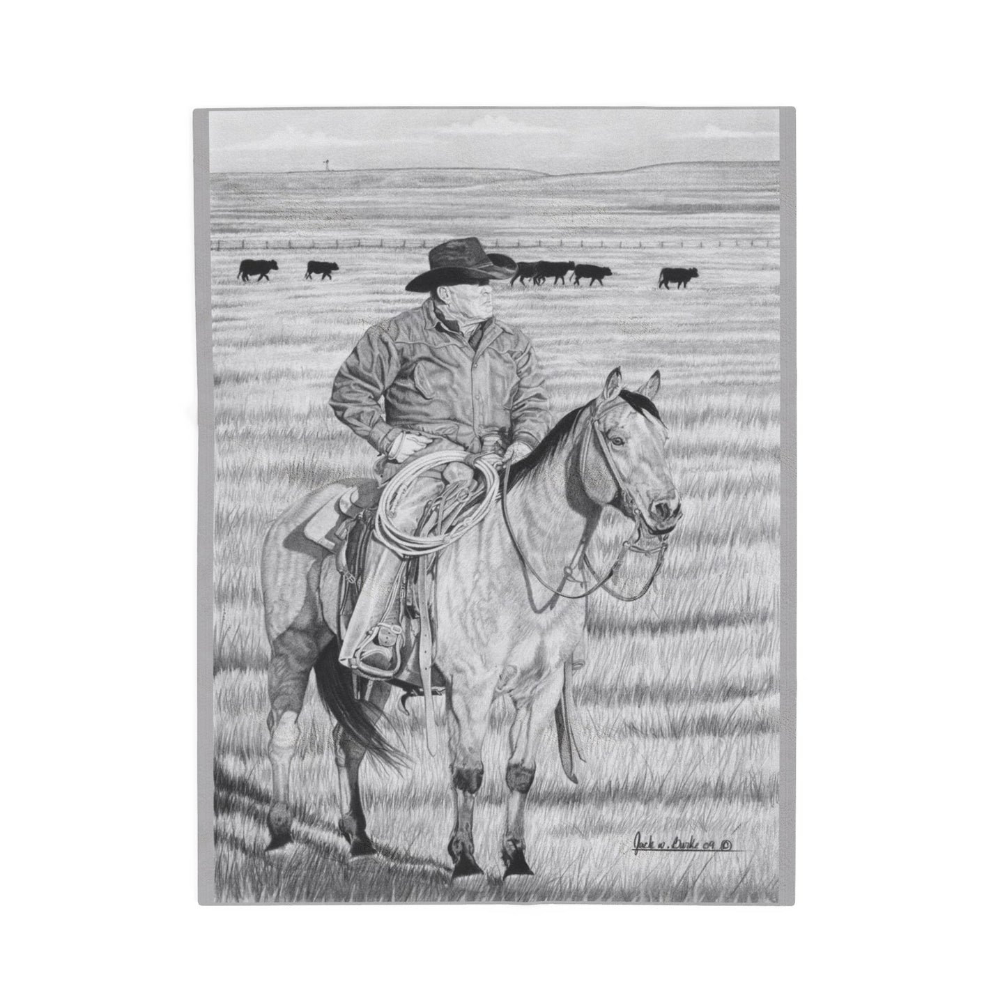 "The Passing Storm" Cozy Cowboy Velveteen Plush Blanket | Western Decor, Gift for Horse Lovers, Camping Blanket, Soft Throw, Farmhouse Style
