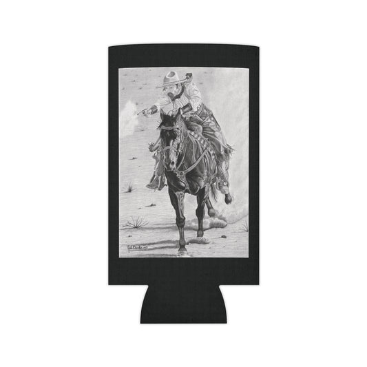 "Wild Bill Rides Again " Rustic Cowboy Can Cooler, Western Beverage Sleeve, Outdoor Party Gear, Country-Themed Drink Holder, Ideal for BBQs & Tailgates