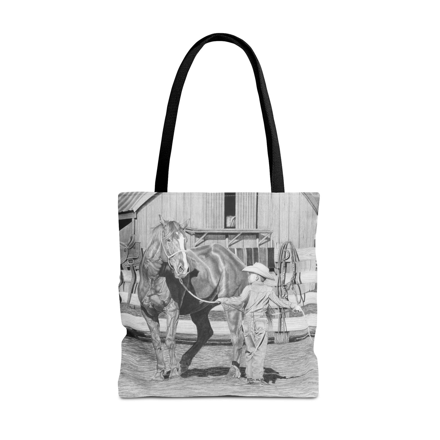 "Tall Task for a Little  Cowboy"  Tote Bag, Western Style Shopping Tote, Equestrian Gift, Farmhouse Decor, Horse Lover Accessory