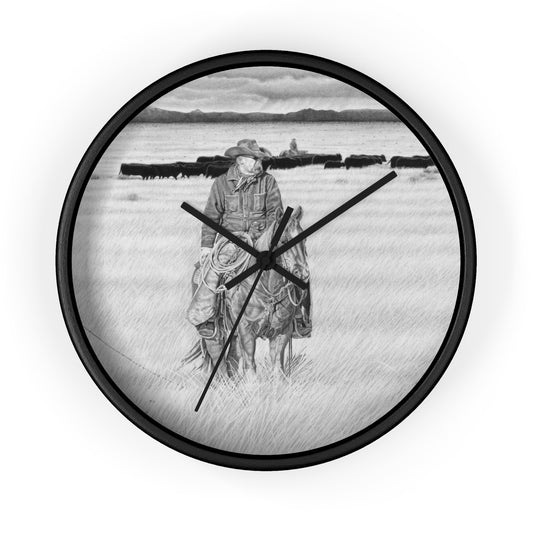 "The Passing Storm" Cowboy Wall Clock - Vintage Farmhouse Decor, Western Theme Timepiece, Country Home Accent, Horse Lover Gift, Unique Wall Art