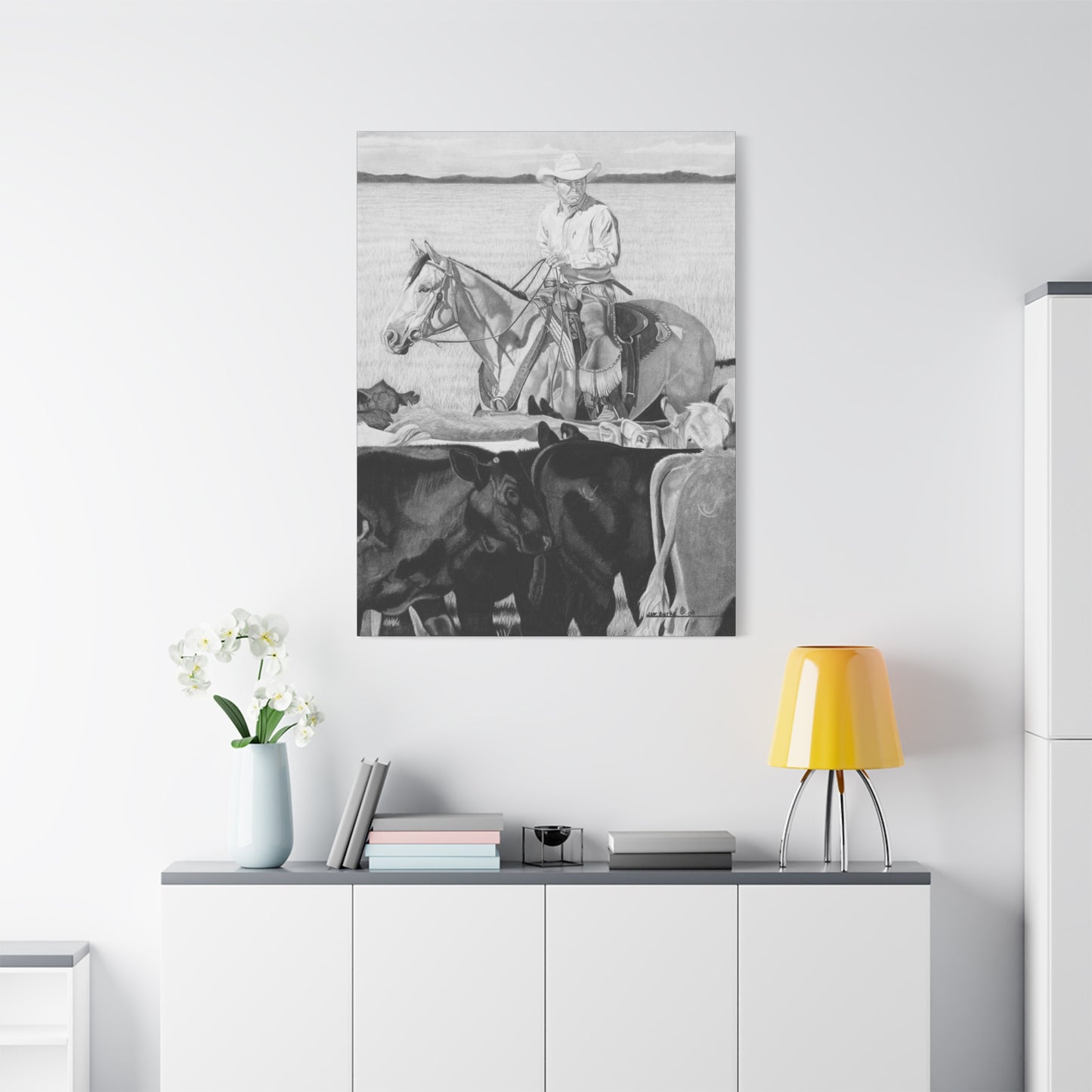 "Hot Day on The Job" western art on canvas
