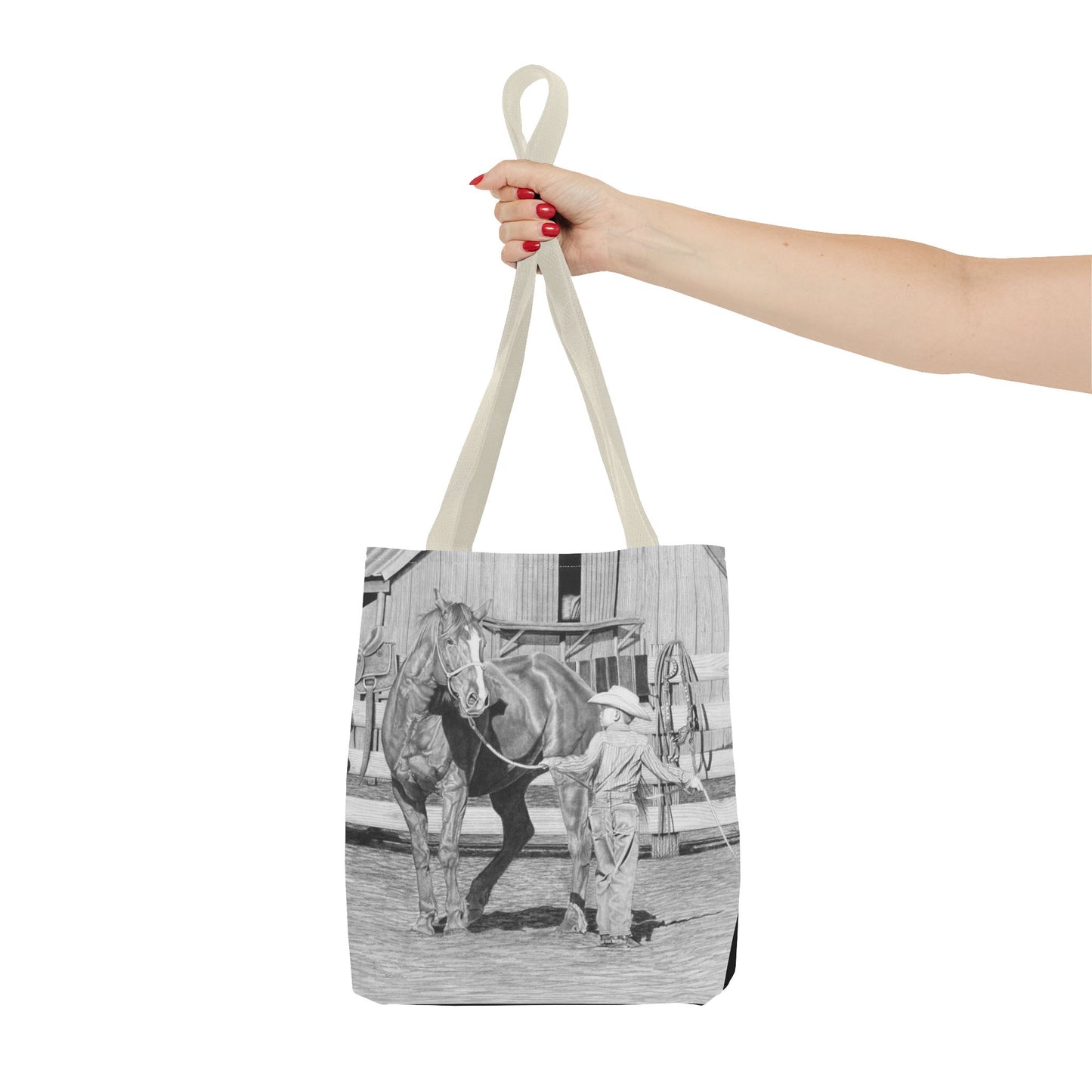 "Tall Task for a Little  Cowboy"  Tote Bag, Western Style Shopping Tote, Equestrian Gift, Farmhouse Decor, Horse Lover Accessory