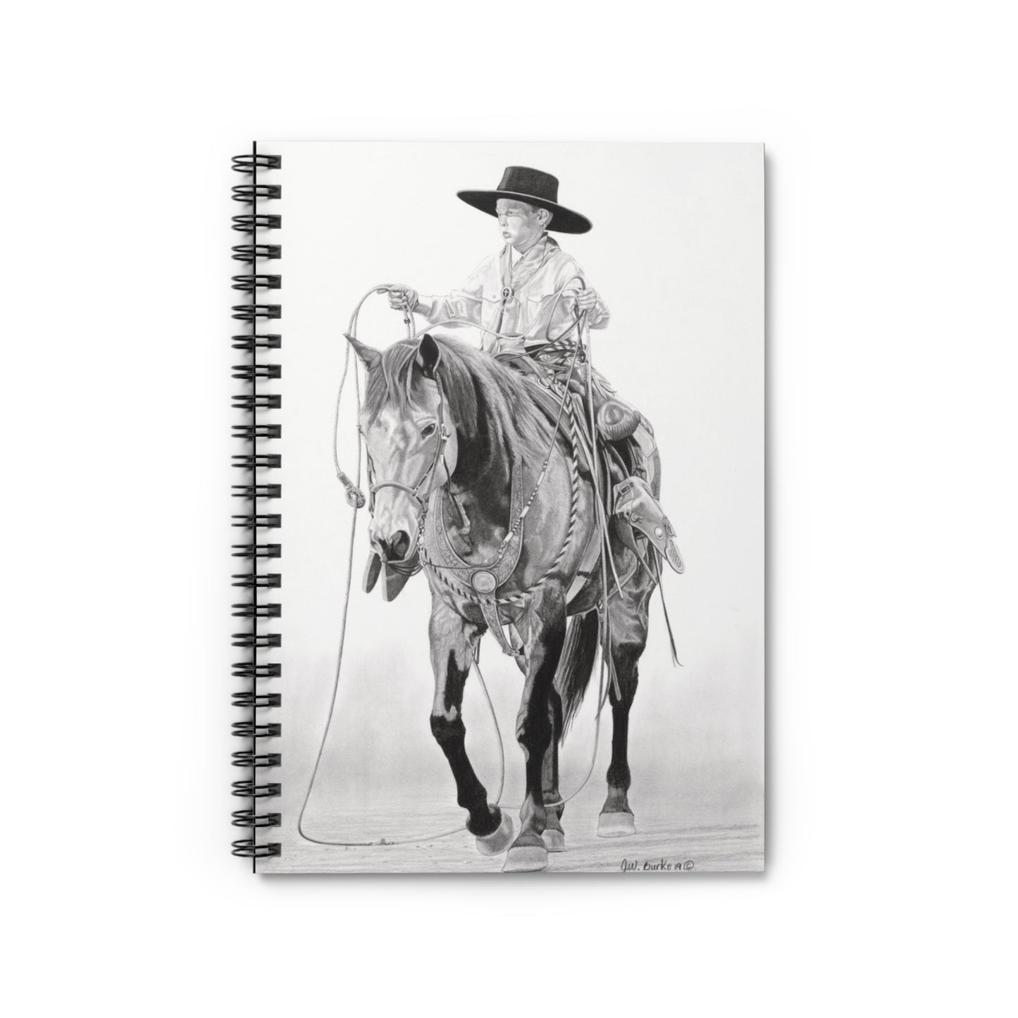 "Young Cowboy"  Espiral Notebook , Journal for Equestrian Lovers, Western Art Gift, Cowpoke Writing Pad, [...]
