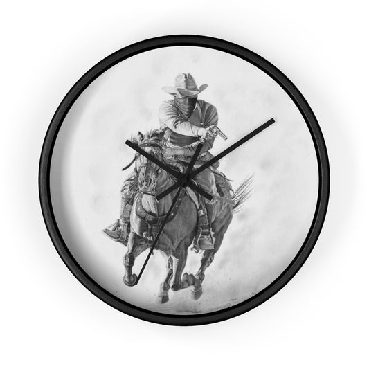 The Bandit  Cowboy Wall Clock - Vintage Farmhouse Decor, Western Theme Timepiece, Country Home Accent, Horse Lover Gift, Unique Wall Art