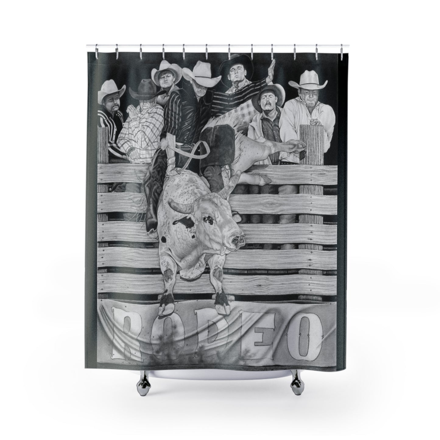 Shower Curtain Western Ranch Black-and-White Bathroom Decor