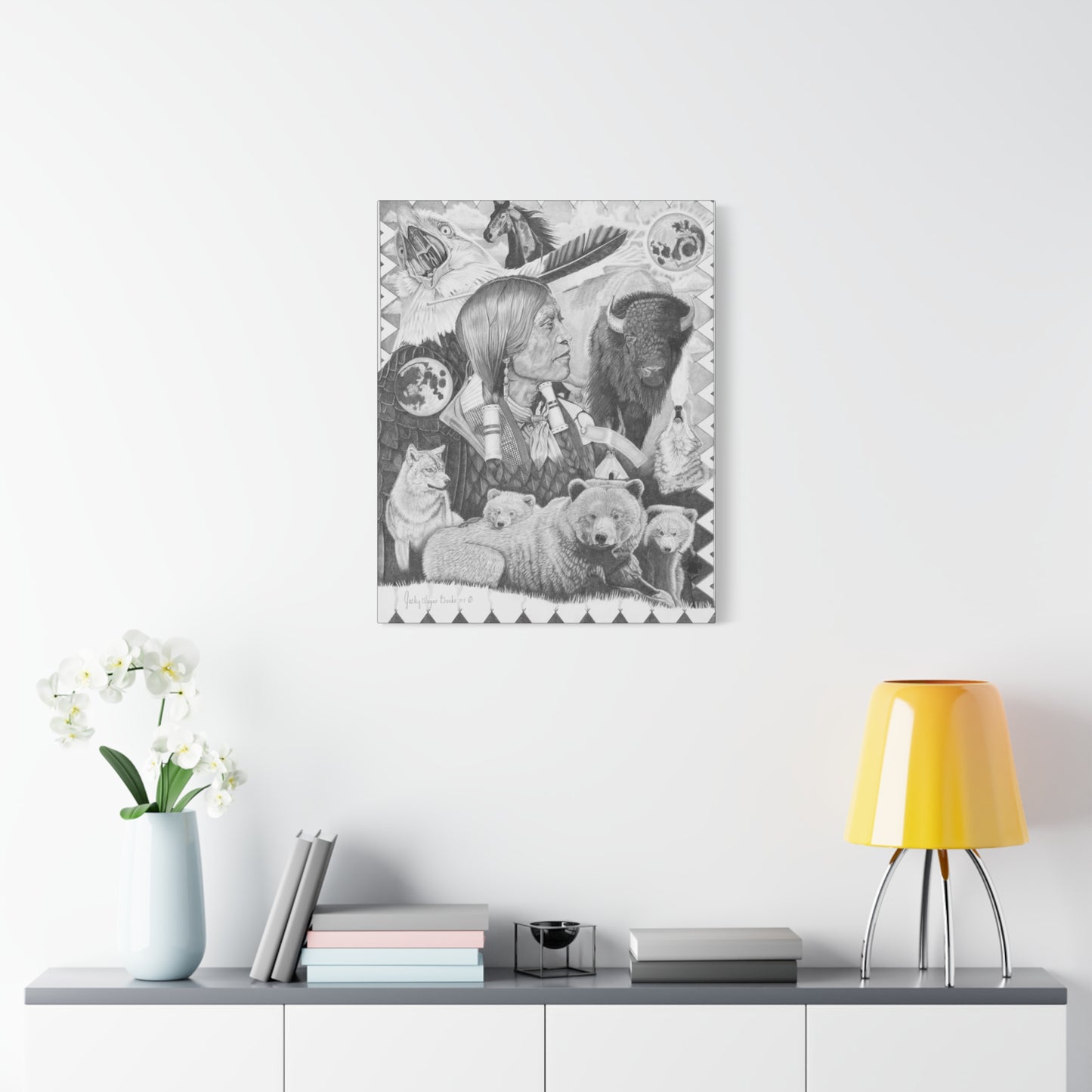 "Two Moon Apache Dream" western art on canvas