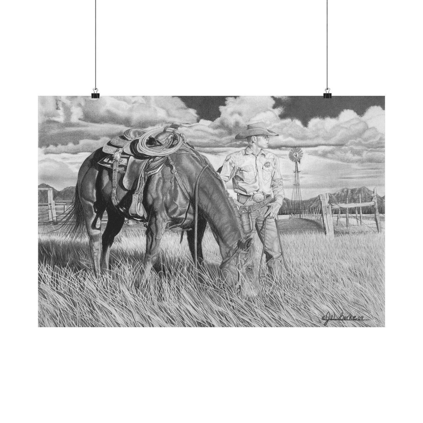 Young Cowboy Dream Rustic Cowboy Art Print | Western Decor | Framed Wall Art, Matte Horizontal Posters, Country Home, Gift for Horse Lovers