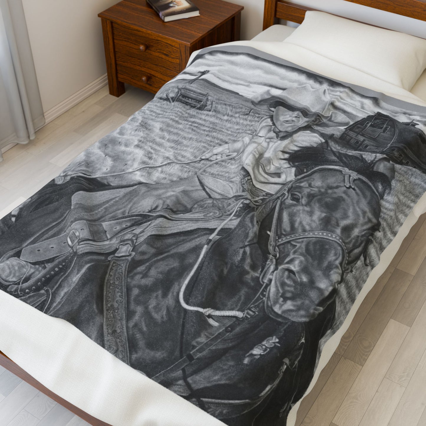 Velveteen Plush Blanket | Western Decor, Gift for Horse Lovers, Camping Blanket, Soft Throw, Farmhouse Style