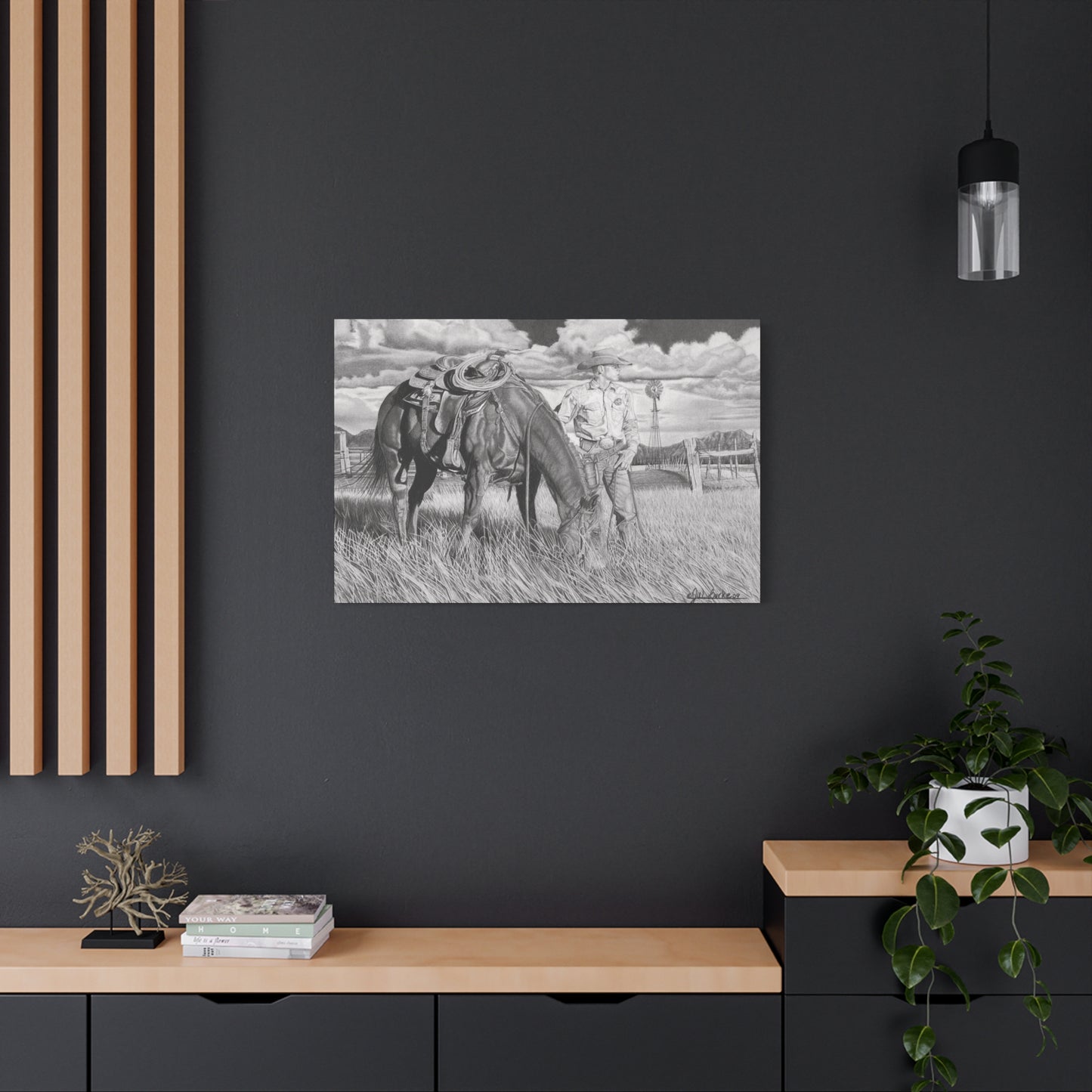 Young Cowboy Dream western art on canvas