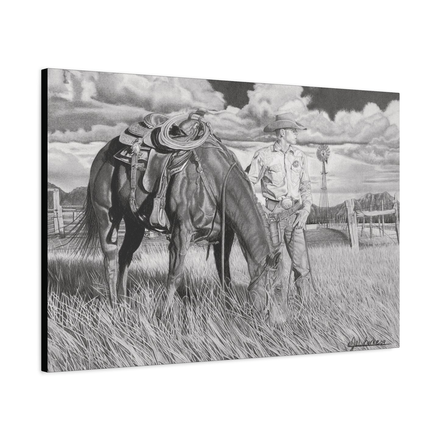 Young Cowboy Dream western art on canvas