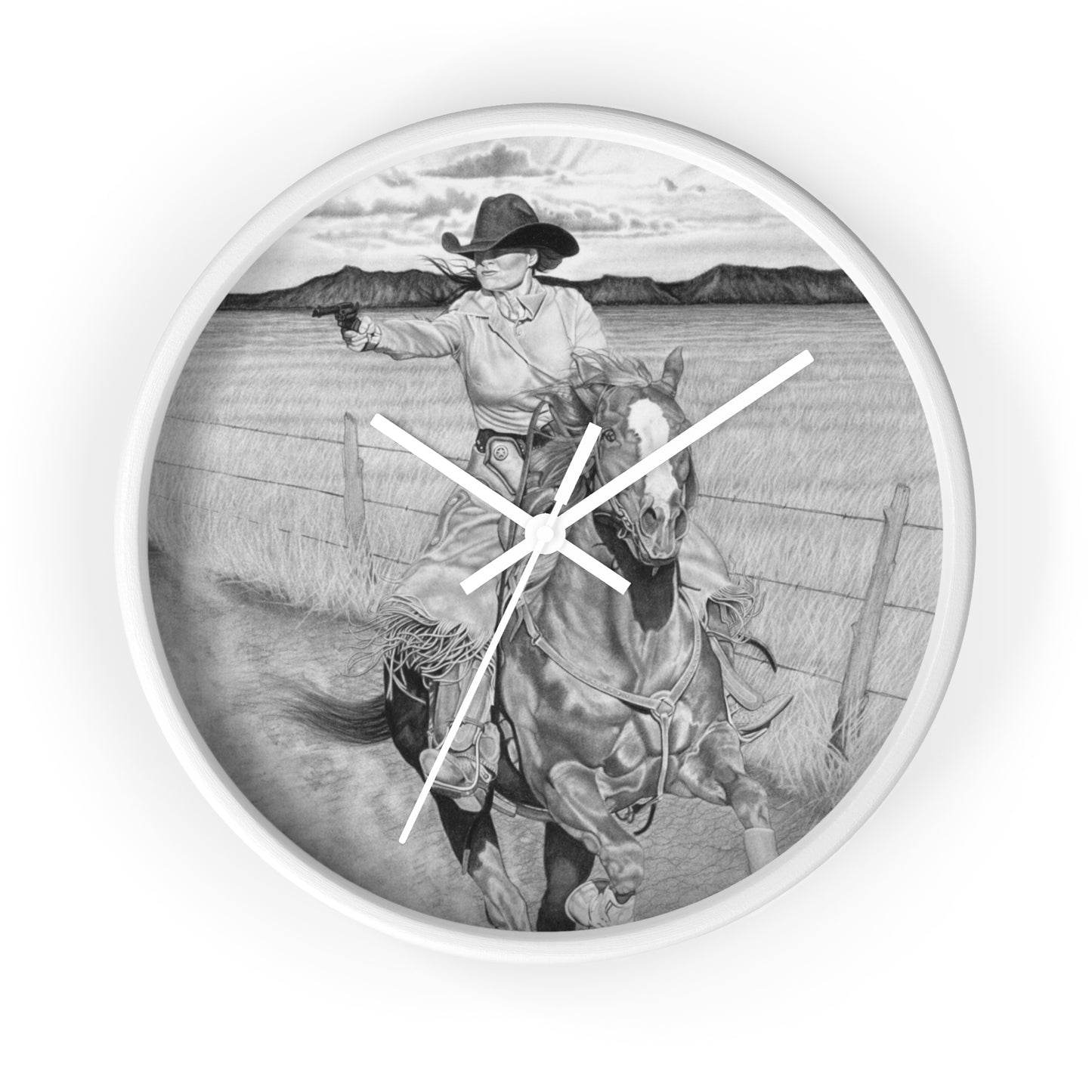 Wall Clock - Vintage Farmhouse Decor, Western Theme Timepiece, Country Home Accent, Horse Lover Gift, Unique Wall Art
