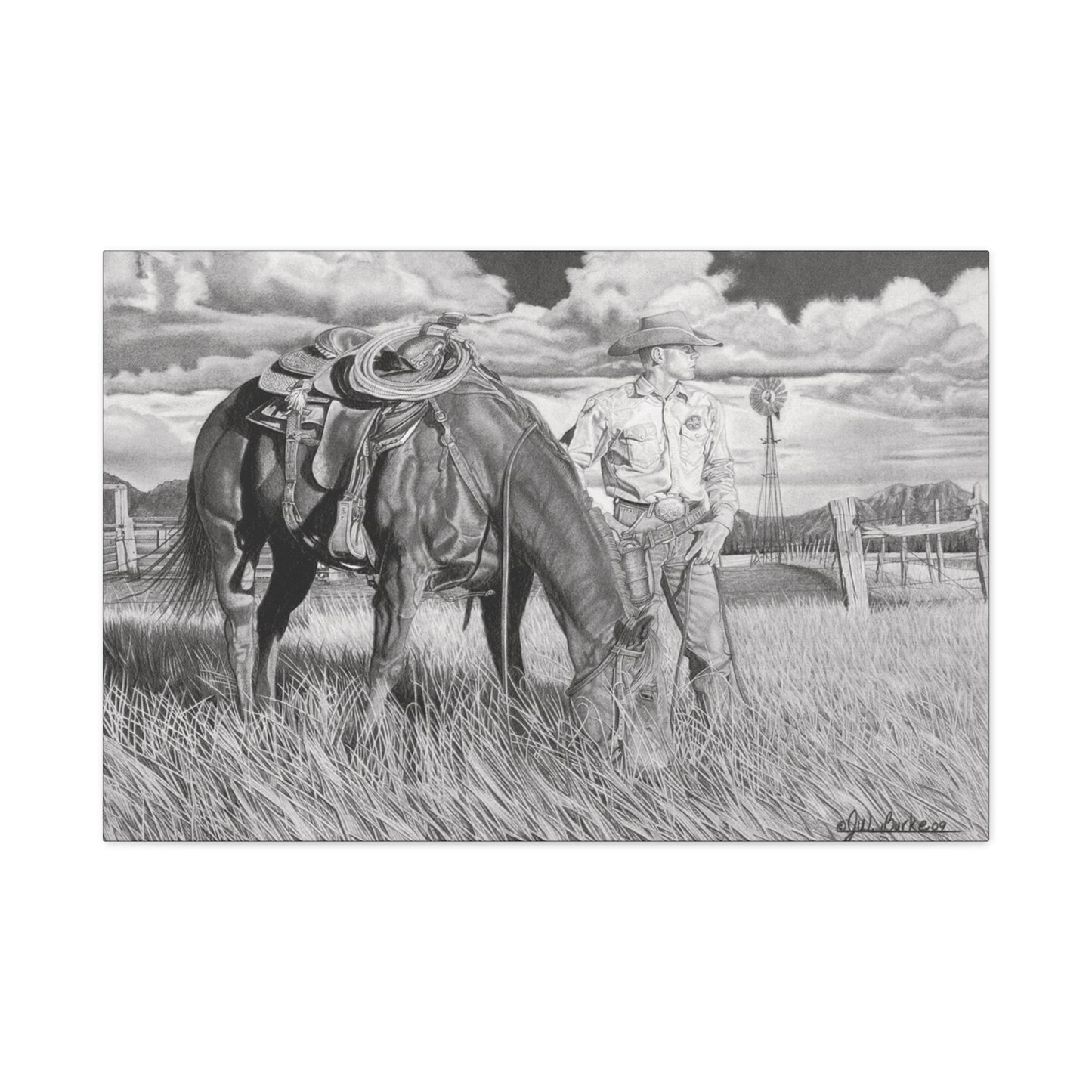 Young Cowboy Dream western art on canvas