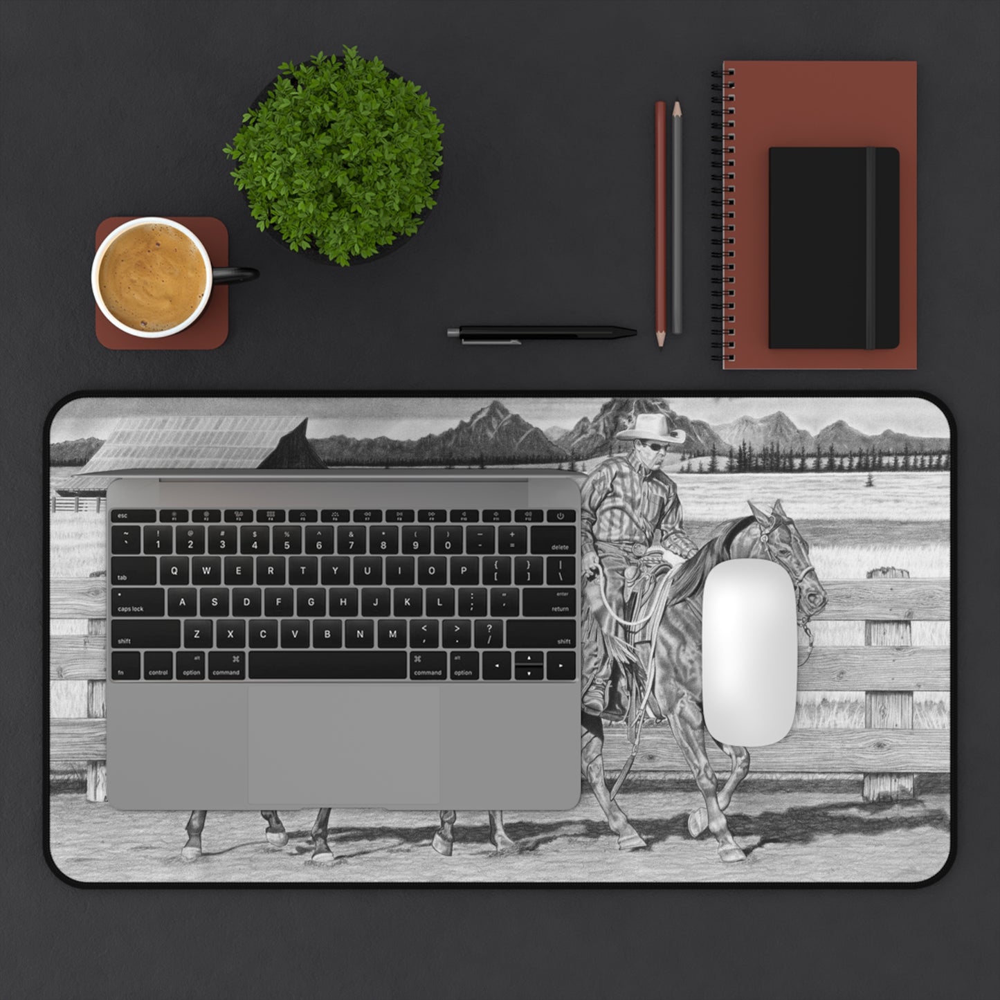 Desk Mat - Western Decor, Cowboy Office Accessory, Horse Lovers Gift, Stylish Computer Mat, Rustic Home Office