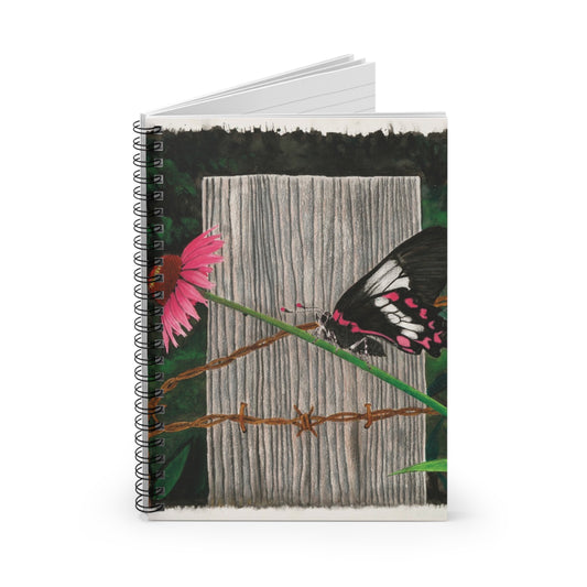 "Fence Post and Butterfly"  Espiral Notebook , Journal for Equestrian Lovers, Western Art Gift, Cowpoke Writing Pad, [...]