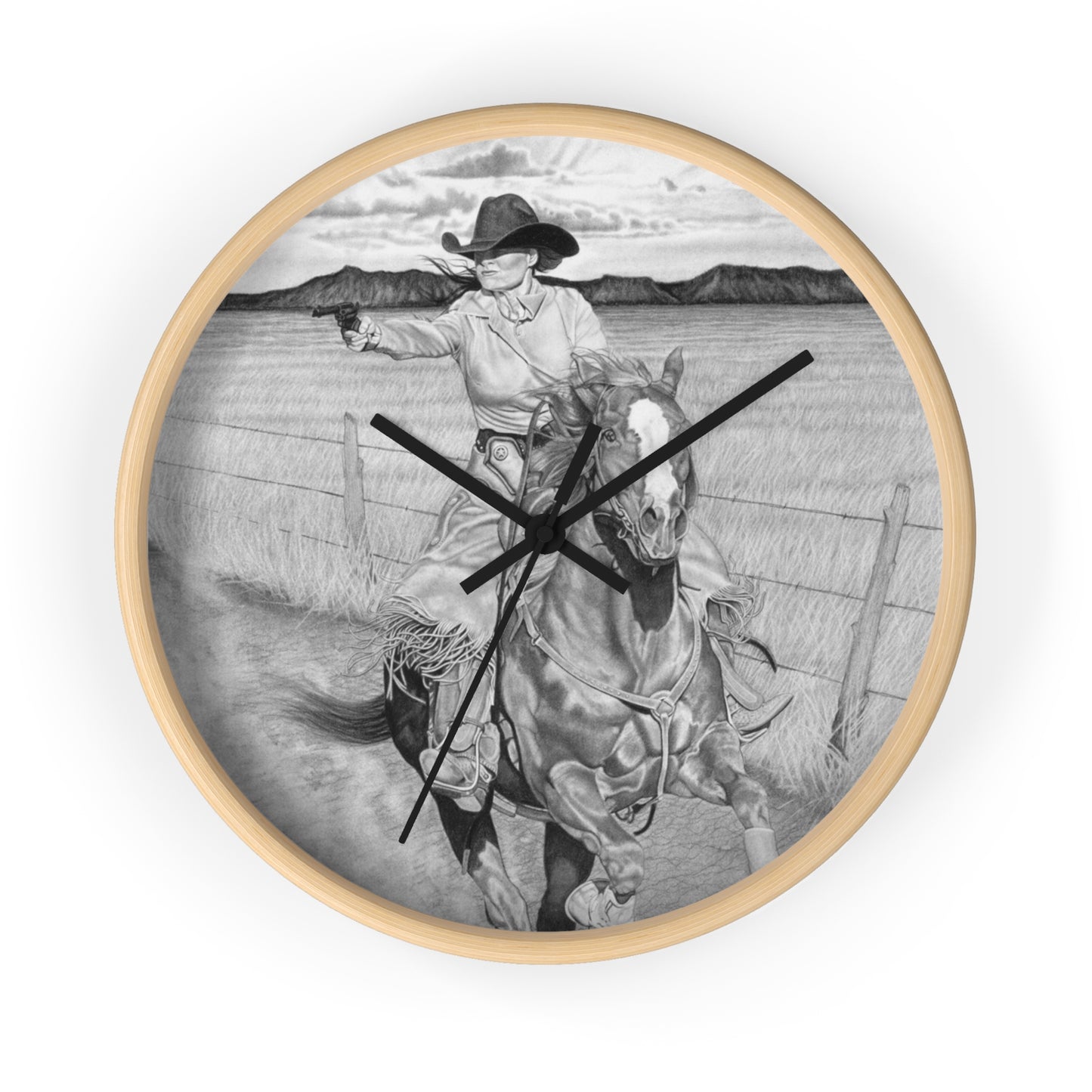 Wall Clock - Vintage Farmhouse Decor, Western Theme Timepiece, Country Home Accent, Horse Lover Gift, Unique Wall Art