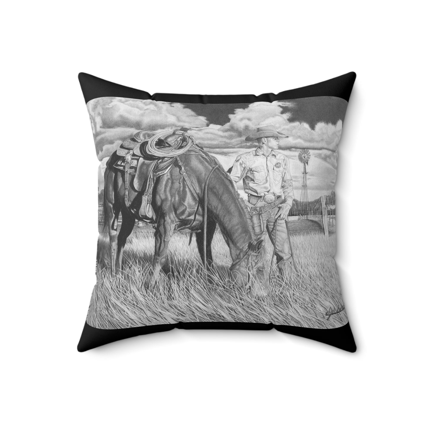 Young Cowboy Dream Western Art Square Pillow